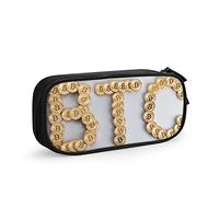 Estuche para lápices Bitcoin de metal con cadena de accesorios, gran capacidad, soporte para bolígrafos, suministros escolares, organizador de almacenamiento de papelería, regalo para escuela secundaria, oficina, estudiante, niña y niño