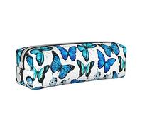Estuche para lápices Blue Morpho Butterfly para mujer, estuche para bolígrafos, caja de transporte simple para adultos con cremallera suave, duradero, ligero, para organizador de oficina, bolsa de alm
