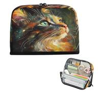 Estuche para lápices, bolsa de almacenamiento vertical de gran capacidad, organizador de escritorio para niñas, jardín de infantes, pintura al óleo, sensación de gato lindo