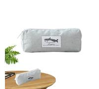 Estuche para lápices, bolsa de maquillaje, bolsa para lápices, bolsa de pana con cierre de cremallera, amplia apertura para un fácil acceso, bolsa de pana con patrón de tiburón para niñas, niños y