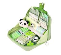 Estuche para lápices, bonito estuche Kawaii de gran capacidad con cremallera y organizador para niños (verde)