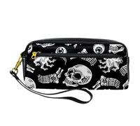Estuche para lápices, calavera de terror, globo ocular, zombi, mano, hueso, bolsa de piel sintética con cremallera, para niños y niñas, suministros escolares y de oficina