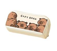 Estuche para lápices Capybara de dibujos animados, organizador portátil para bolígrafos, estuche de doble compartimento para estudiantes, escuela, trabajo, al aire libre, diario, viajes, mochila de
