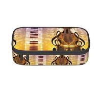 Estuche para lápices colorido de música abstracta con cremallera bolsa organizador para oficina viaje titular caja, Black, Talla única, Maleta