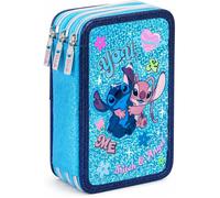 Estuche para lápices completo de 3 cremalleras Stitch & con 3D 2026-2027 - Versión de lujo de triple compartimento con detalles