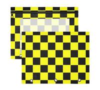Estuche para lápices con 3 agujeros para cartas de papel A4, paquete de 2 unidades, suministros de arte, almacenamiento de búfalo, a cuadros, negro, amarillo, carpeta para documentos