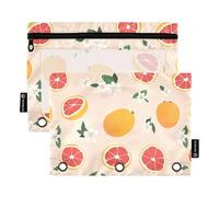 Estuche para lápices con 3 anillas y pomelo, fruta, melocotón, con cremallera, impermeable, 2 unidades, suministros de papelería