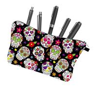 Estuche para lápices con calavera, Estuche para lápices con calavera,Organizador de bolsa para bolígrafos | Estuche para lápices gótico, estuche para lápices de Halloween, estuche grande para bolígraf