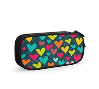 Estuche para lápices con corazones de amor coloridos, gran capacidad, soporte para bolígrafos, suministros escolares, papelería, organizador de almacenamiento para oficina, estudiantes, niñas y niños