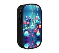 Estuche para lápices con cremallera, bolsa organizadora de gran capacidad para oficina, viaje, caja, abstracto, ciencia, química, ilustración impresa en 3D