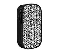 Estuche para lápices con cremallera, bolsa organizadora de gran capacidad para oficina, viajes, caja de soporte de balón de fútbol en blanco y negro impreso