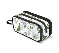 Estuche para lápices con cremallera, bonito estuche para bolígrafos, artículos de papelería para niñas, suministros de vuelta a la escuela, lirios blancos, flores, morado, almacenamiento de 22,5 x 9 x