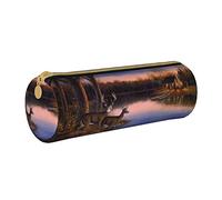 Estuche para lápices con Cremallera de Cuero con Estampado de Ciervos de Animales Salvajes de la Naturaleza, Bolsa de papelería portátil, Estuche Organizador de papelería, Unisex