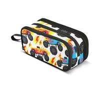Estuche para lápices con cremallera de Monster Trucks de dibujos animados, bolsa de almacenamiento, bonita bolsa para bolígrafos, para niñas, suministros de oficina para adultos, 8.8 x 3.5 x 4.33