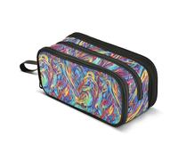 Estuche para lápices con cremallera, estuche para lápices con diseño de clave de sol colorida, bolsa de almacenamiento azul, bolsa para lápices para adolescentes y niñas, bolsa para bolígrafos
