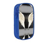 Estuche para lápices con cremallera, gran capacidad, organizador para oficina, viaje, caja, plumas de ángel impresas