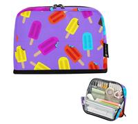 Estuche para lápices con cremallera para guardar helados, color morado, bolsa grande para lápices, bonita bolsa para bolígrafos, para niñas, adultos, niños, organizador de vuelta a la escuela