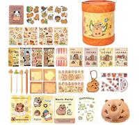 Estuche para Lápices con Cremallera,Set de Accesorios de Papelería con Múltiples Compartimentos | Estuche para la Vuelta al Cole con Diseño de Capibara | para Estudiantes Niños Jóvenes Preescolares Re