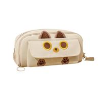 Estuche para lápices con diseño de Animales, para niñas, con diseño de | Gato, con Cremallera, Organizador de Escritorio, Estuche estético, de papelería para Notas Adhesivas, Beige, Refer to