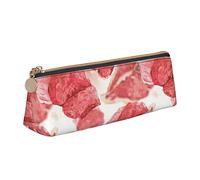 Estuche para lápices con diseño de bistec Delicioso, Estuche para bolígrafos Triangular, Estuche portátil para lápices, Organizador de Cuero con Cremallera, Estuche para cosméticos