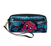 Estuche para lápices con diseño de calavera de azúcar para el Día del Día del Día con cierre para niños, niñas, suministros escolares y de oficina