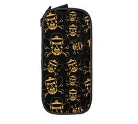 Estuche para lápices con diseño de calavera de vaquero y emblema de sheriff, bolsa organizadora de lápices para la escuela media/secundaria, oficina universitaria