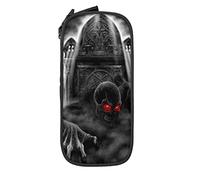Estuche para lápices con diseño de calavera oscura, minimalista, portátil, duradero, con cremallera, para escuela, oficina, color negro, color, 5.0cm*10.5cm*20.5cm, Estuche para lápices