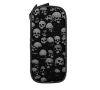 Estuche para lápices con diseño de calavera oscura, minimalista, portátil, duradero, con cremallera, para escuela, oficina, color negro, color, 5.0cm*10.5cm*20.5cm, Estuche para lápices