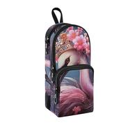 Estuche para lápices con diseño de corona de flamenco, gran capacidad, con compartimento, para estudiantes, escuela, escuela, oficina, trabajo, Corona de flamenco reina, Talla única, Maletín