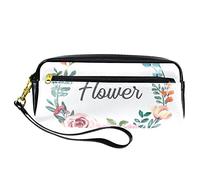Estuche para lápices con diseño de corona floral de acuarela, bolsa de piel sintética con cremallera para niños y niñas, suministros escolares y de oficina