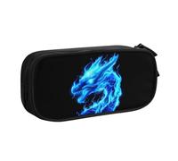 Estuche para lápices con diseño de dragón de llamas para niños y niñas, bolsa larga grande para bolígrafos, organizador de artículos de papelería, bolsa de maquillaje con cremallera para escuela