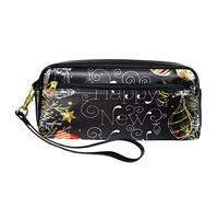 Estuche para lápices con diseño de Feliz Año Nuevo en pizarra, de piel sintética, con cremallera, para niños y niñas, suministros escolares y de oficina