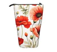 Estuche para lápices con diseño de flores de amapola y acuarela, estuche telescópico para lápices, organizador de artículos de papelería para escuela, oficina, viajes