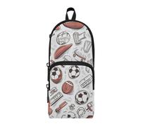 Estuche para lápices con diseño de fútbol, gran capacidad, con compartimento, para estudiantes, escuela, oficina, trabajo, Patrones de fútbol, Talla única, Maletín
