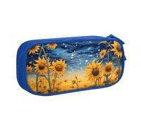 Estuche para lápices con diseño de girasoles y cielo estrellado para niños y niñas, galaxia, universo, bolsa grande para bolígrafos, escritorio, papelería, organizador de lápices, bolsa de maquillaje
