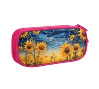 Estuche para lápices con diseño de girasoles y cielo estrellado para niños y niñas, galaxia, universo, bolsa grande para bolígrafos, escritorio, papelería, organizador de lápices, bolsa de maquillaje