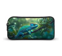 Estuche para lápices con diseño de lagarto camaleón, bonito estuche para cosméticos, organizador para viajes y oficina