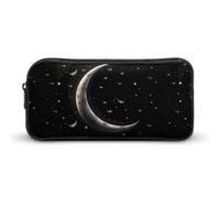 Estuche para lápices con diseño de luna creciente sobre fondo negro y gran
