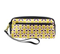 Estuche para lápices con diseño de mariposa retro, color amarillo, de piel sintética, con cremallera, para niños y niñas, suministros escolares y de oficina
