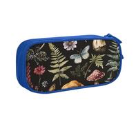 Estuche para lápices con diseño de mariposa y hongos para niños y niñas, diseño de flores del bosque, bolsa grande para bolígrafos, organizador de escritorio, papelería, bolsa de maquillaje con