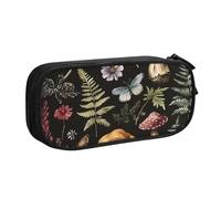 Estuche para lápices con diseño de mariposa y hongos para niños y niñas, diseño de flores del bosque, bolsa grande para bolígrafos, organizador de escritorio, papelería, bolsa de maquillaje con