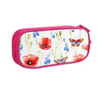 Estuche para lápices con diseño de mariposas y amapolas para niños y niñas, bolsa grande de acuarela, organizador de escritorio, papelería, estuche para lápices para escuela, oficina, bolsa de