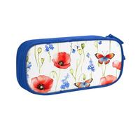 Estuche para lápices con diseño de mariposas y amapolas para niños y niñas, bolsa grande de acuarela, organizador de escritorio, papelería, estuche para lápices para escuela, oficina, bolsa de