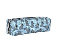 Estuche para lápices con diseño de Perro Lindo de Schnauzer, Estuche Redondo para lápices, Estuche portátil para lápices, Organizador de Cuero con Cremallera, Bolsa para cosméticos