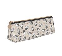 Estuche para lápices con diseño de perro pastor inglés antiguo, estuche para cosméticos, estuche para bolígrafos, bolsa de almacenamiento triangular de cuero, organizador de papelería con cremallera