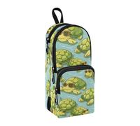 Estuche para lápices con diseño de tortugas verdes, gran capacidad, con compartimento, para estudiantes, escuela, oficina, trabajo, Cool Green Turtles, Talla única, Maletín