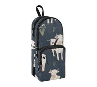 Estuche para lápices con diseño de vaca, gran capacidad, con compartimento, para estudiantes, escuela, escuela, oficina, trabajo, Plantas de vaca, Talla única, Maletín