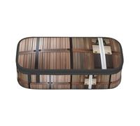 Estuche para lápices con diseño floral de puerta de granero, color verde azulado, gran capacidad, para oficina, bolsa de almacenamiento grande, Black, Talla única, Organizador de bolsas