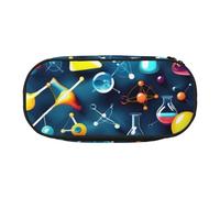 Estuche para lápices con estampado abstracto de ciencia química, espacioso, con cremallera, herramientas de maquillaje de alta capacidad, suministros de oficina, Negro, One Size, Lindo