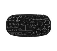 Estuche para lápices con estampado abstracto de ciencia química, espacioso, con cremallera, herramientas de maquillaje de alta capacidad, suministros de oficina, Negro, One Size, Lindo